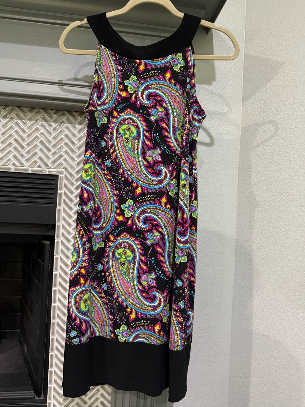 Cato Black Paisley Print Dress with Multicolor Accents